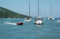 Motoring out of Road Harbor